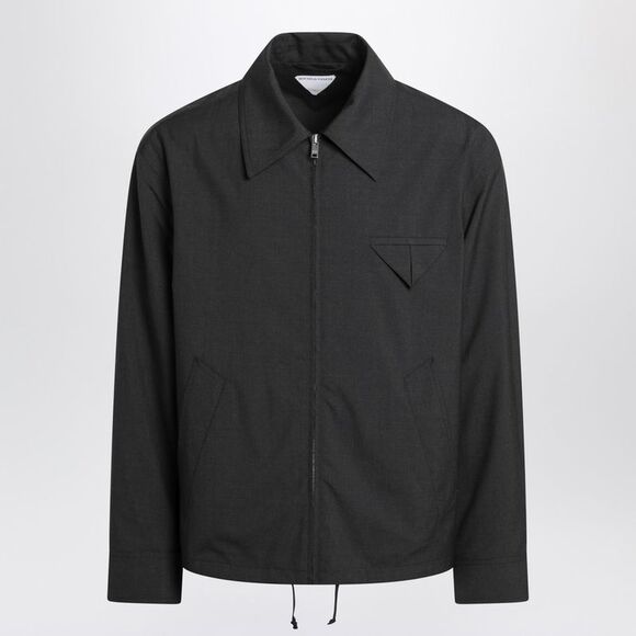 Bottega Veneta Men Black Wool Zip-Up Jacket